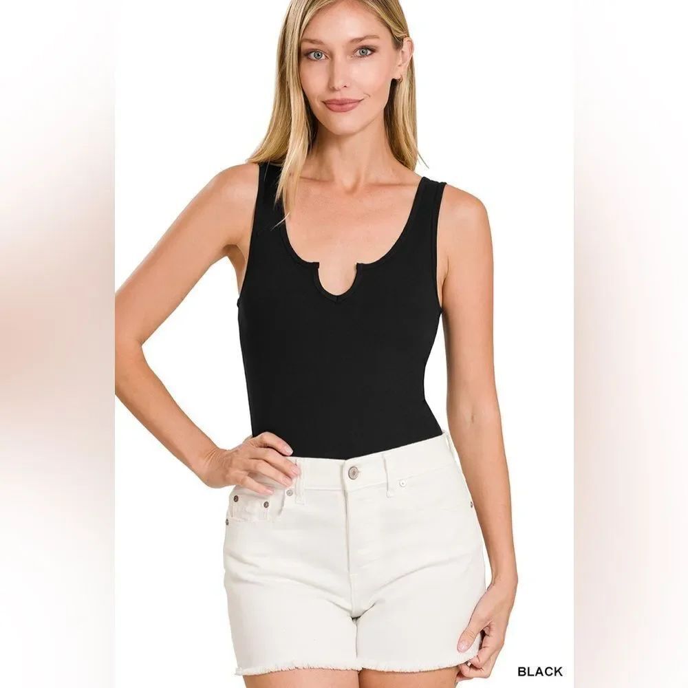 Zenana Outfitters Black Sleeveless Bodysuit mt-9062ba